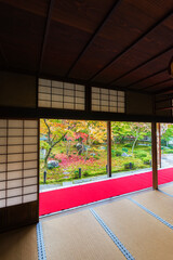 idyllic garden in Zuiganzan Enkouji Temple, Kyoto, Japan in autumn season