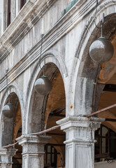 Detail of historical building in St Mark's Square in Venice, Italy
