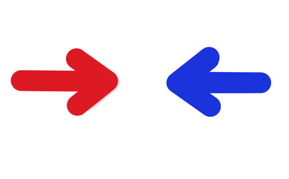 Red And Blue Arrows Pointing At Each Other