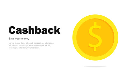 Cashback. Save savings. Financial benefit. Horizontal banner, poster, header for website. Vector illustration
