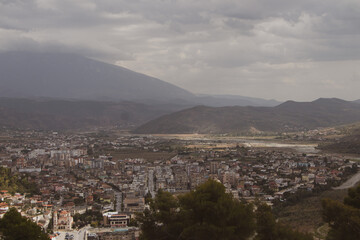 Berat, Albania. The city of a thousand windows. City view. Natural landscape