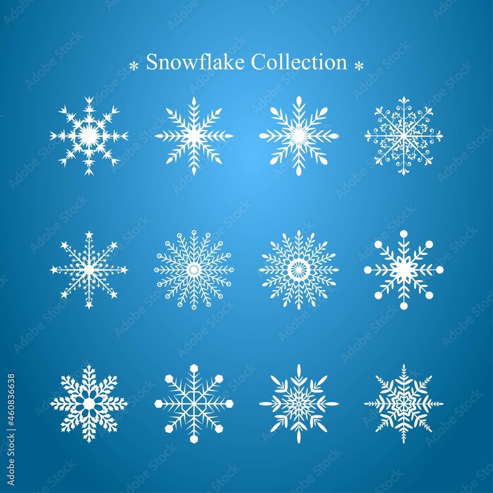 Poster snowflake vector design collection. cute winter snowflake vector. decorative elements for wintertime