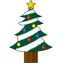 クリスマスツリーのイラスト（アウトラインあり）