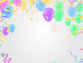 Template for Happy birthday card with place for text. light color balloons  EPS 10 vector file included