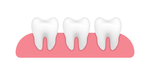 Vector image of white clear teeth. Realistic healthy tooth with glowing effect, teeth whitening. Dental health concept. Concept whitening, care dental. Vector Illustration