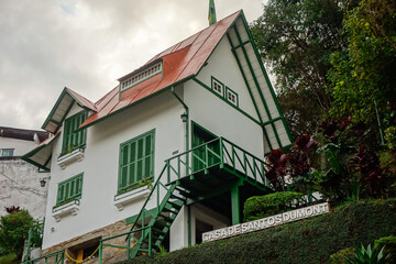 Exterior facade of Santos Dumont museum house, famous Brazilian aviator