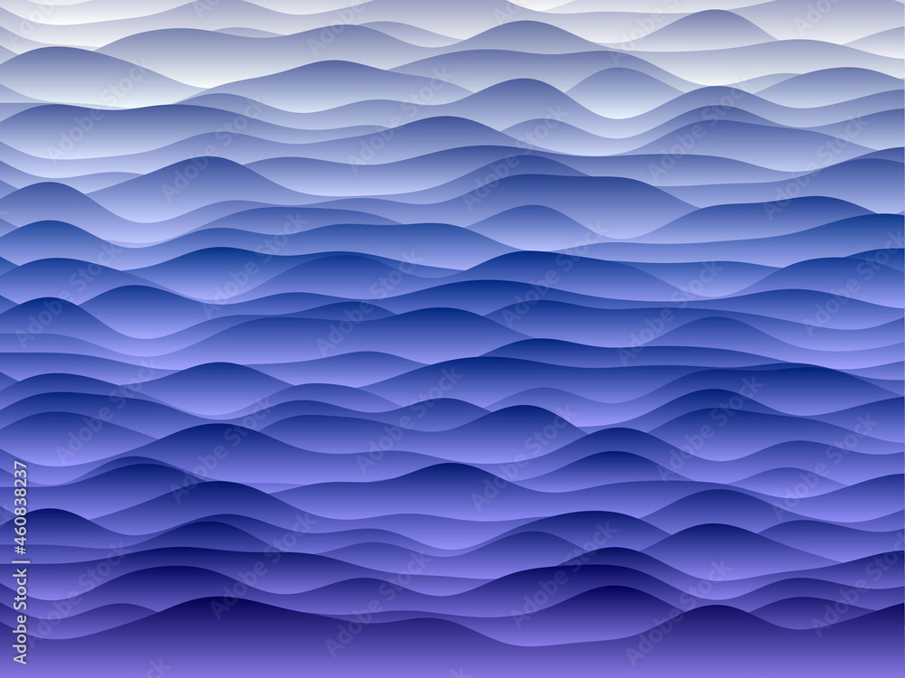 Poster abstract curves background. smooth curves with gradients in indigo colors. cool vector illustration.