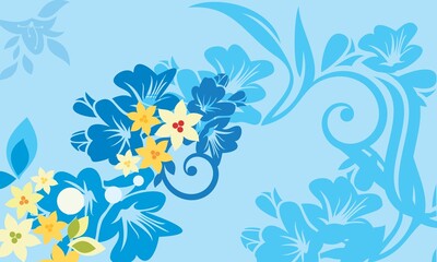 Fototapeta na wymiar blue background image with floral motif