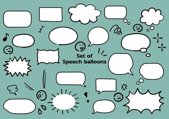 手書きのシンプルな吹き出しセット