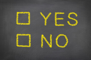 Yes and no on a chalkboard