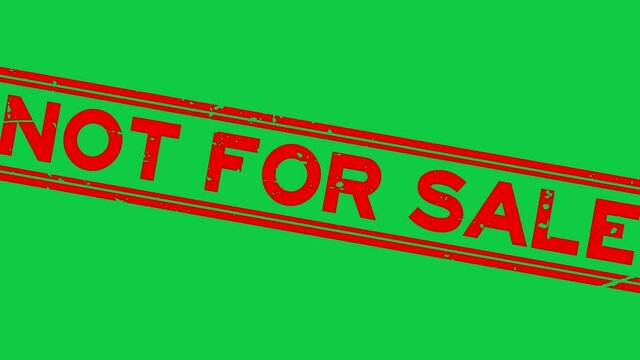 Grunge red not for sale word square rubber seal stamp zoon out from green background