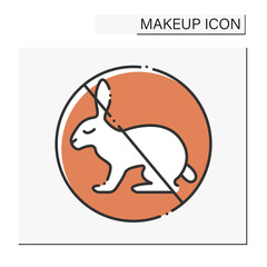  Vegan color icon. Not animal testing. Eco-friendly company. care of rabbits. Makeup concept. Isolated vector illustration