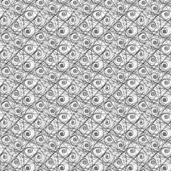 Seamless black and white pattern of commercial at signs forming an endless network.