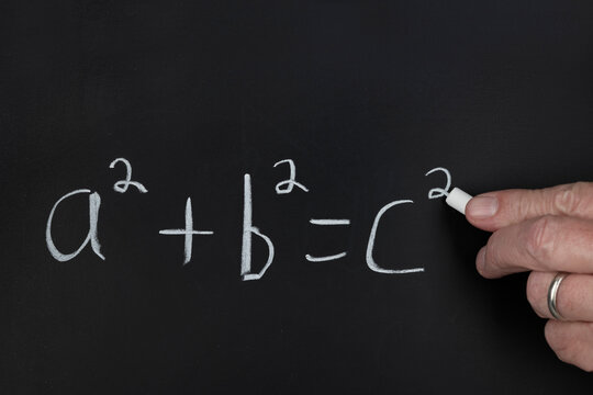 Pythagorean theorem on chalkboard