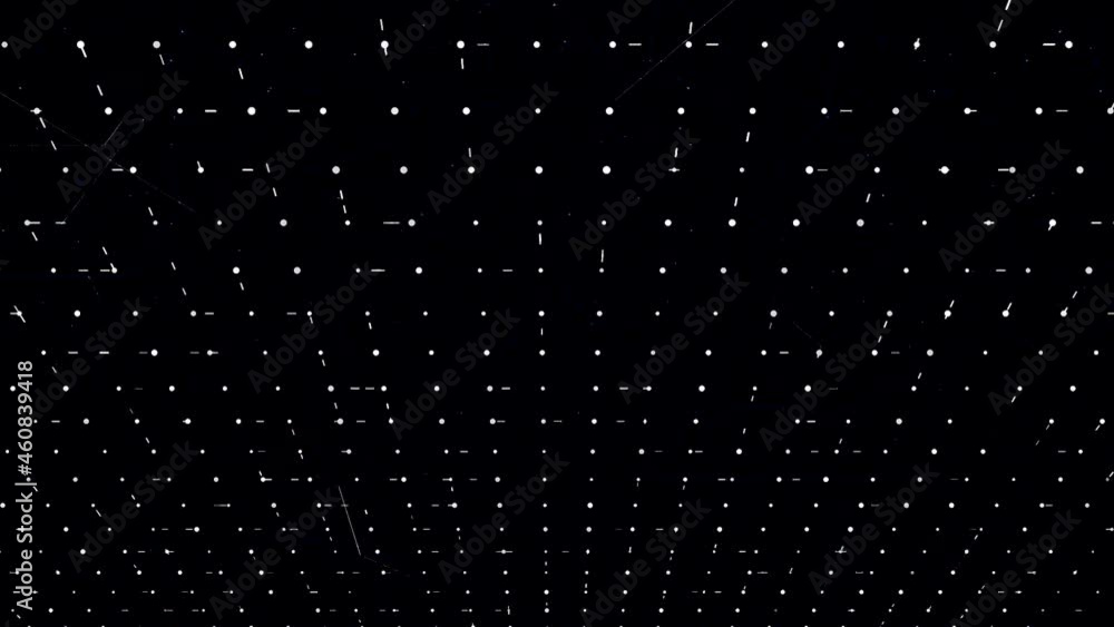 Poster abstract grid with narrow short lines moving randomly from dot to dot. animation. flowing digital su