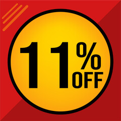 11 percent off. eleven off percent. Red background