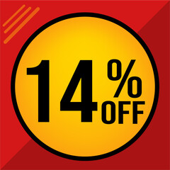 14 percent off. fourteen percent off. Red background