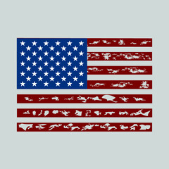 Grunge American flag.Vector flag of USA.