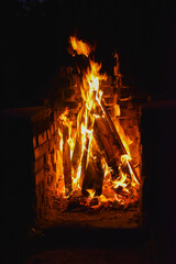 fire in the fireplace