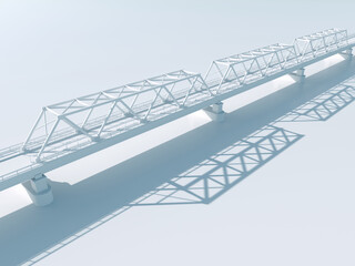 Modern truss bridge aerial view, 3d render