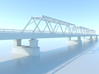 Modern truss bridge project, perspective 3d