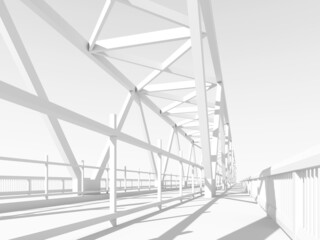 Modern truss bridge model, perspective 3 d