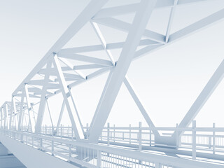 Modern truss bridge 3d model, perspective
