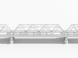 Modern truss bridge model, side view 3d