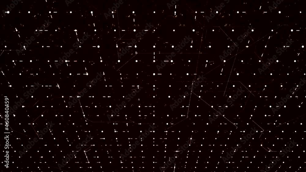 Poster abstract grid with narrow short lines moving randomly from dot to dot. animation. flowing digital su
