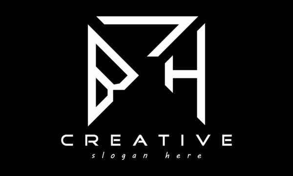 BLH geometric rectangle triangle polygon letters logo design vector, business logo, icon shape logo, stylish logo template