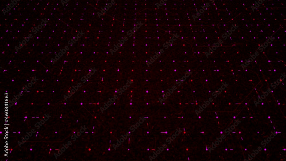 Poster abstract grid with narrow short lines moving randomly from dot to dot. animation. flowing digital su