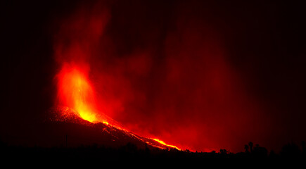 Fototapeta na wymiar Volcano erupting in Canary Islands. La Palma