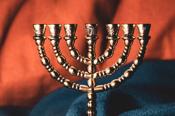 Jewish golden seven-candlestick for reading the Torah and the Holy Scriptures