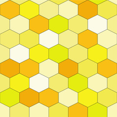 geometric seamless vector hexagonal pattern with yellow honeycomb