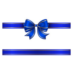 Blue bow and ribbon with gold edging