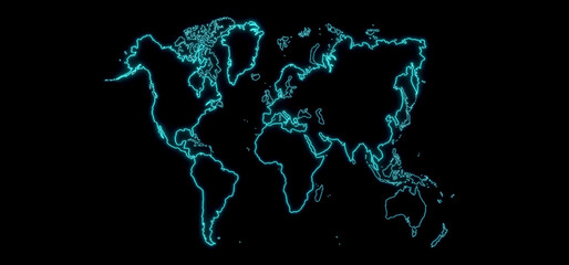 3D Illustration blue golwing world on dark background
