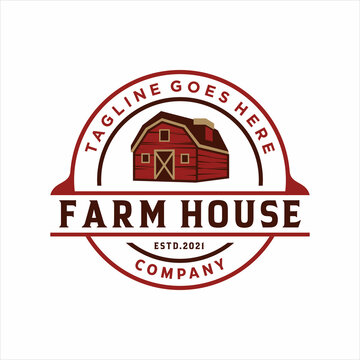 Vintage Farm house creative logo design. Labels for natural agricultural products. logotype isolated on a white background. Vector illustration.