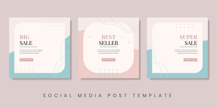 Creative fashion sale social media post template. Feminine background for brochure, flyer, banner, etc. Vector illustrator.