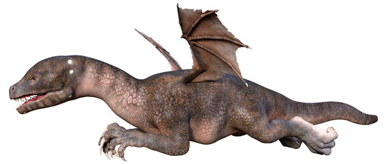 3D Rendering Fairy Tale Dragon on White
