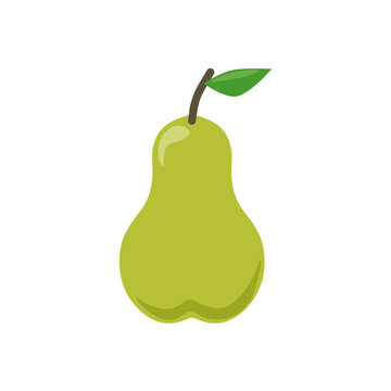 Juicy colorful pear flat icon. Pictogram for web. Line stroke. Isolated on white background. Vector eps10