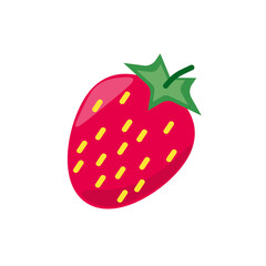 Juicy and fresh strawberry flat icon. Pictogram for web. Line stroke. Isolated on white background. Vector eps10