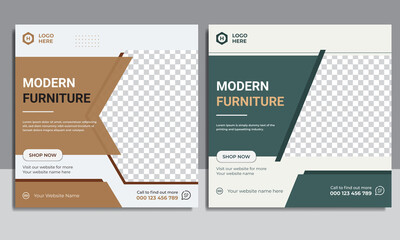 Furniture sale social media post design templates Premium Vector