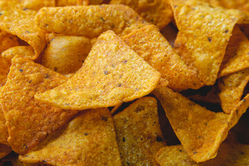 Nachos chips close up. Background