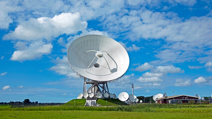 Large dish receivers for satellite communication in Burum The Netherlands