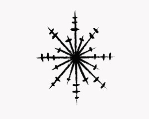 Vector illustration of a textured snowflake , for Christmas and New Year's design, isolated on a white background.