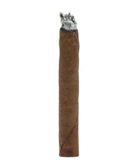 One luxury handmade cigarillos glowing ember isolated on white background 