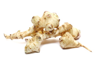 Ginger roots isolated on white background, Zingiber officinale