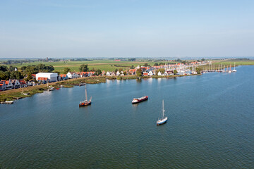 Aerial from the historical village Durgerdam in the Netherlands
