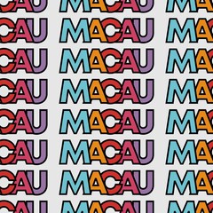 Repetition text seamless pattern of city macau china with colourful scheme colour