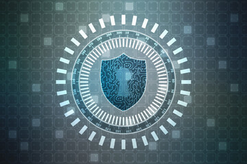 Protect and Security concept. Digital Shield on abstract technology background, Cyber security and information or network protection. Future technology web services for business and internet project